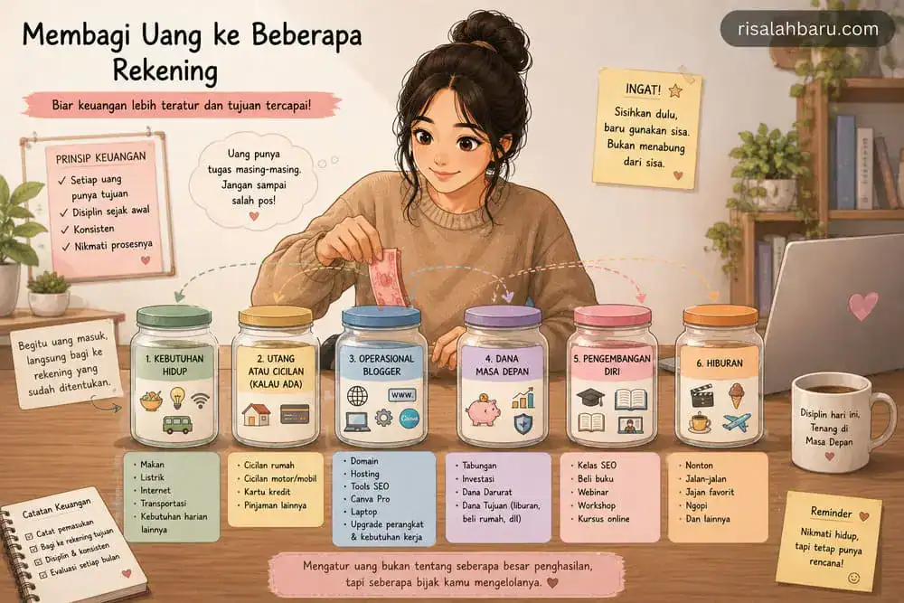 pisahkan uang ke rekening sesuai anggaran